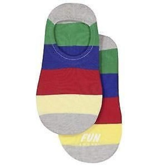 Fun Socks Men's Stripe No Show Liner (10-13) - Picture 1 of 2